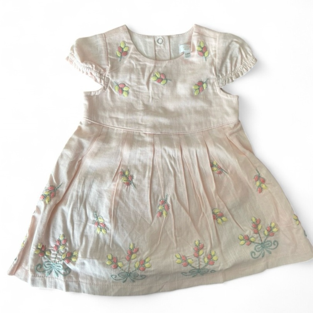 Tahari Baby Dress with Floral Embroidery - Light Pink